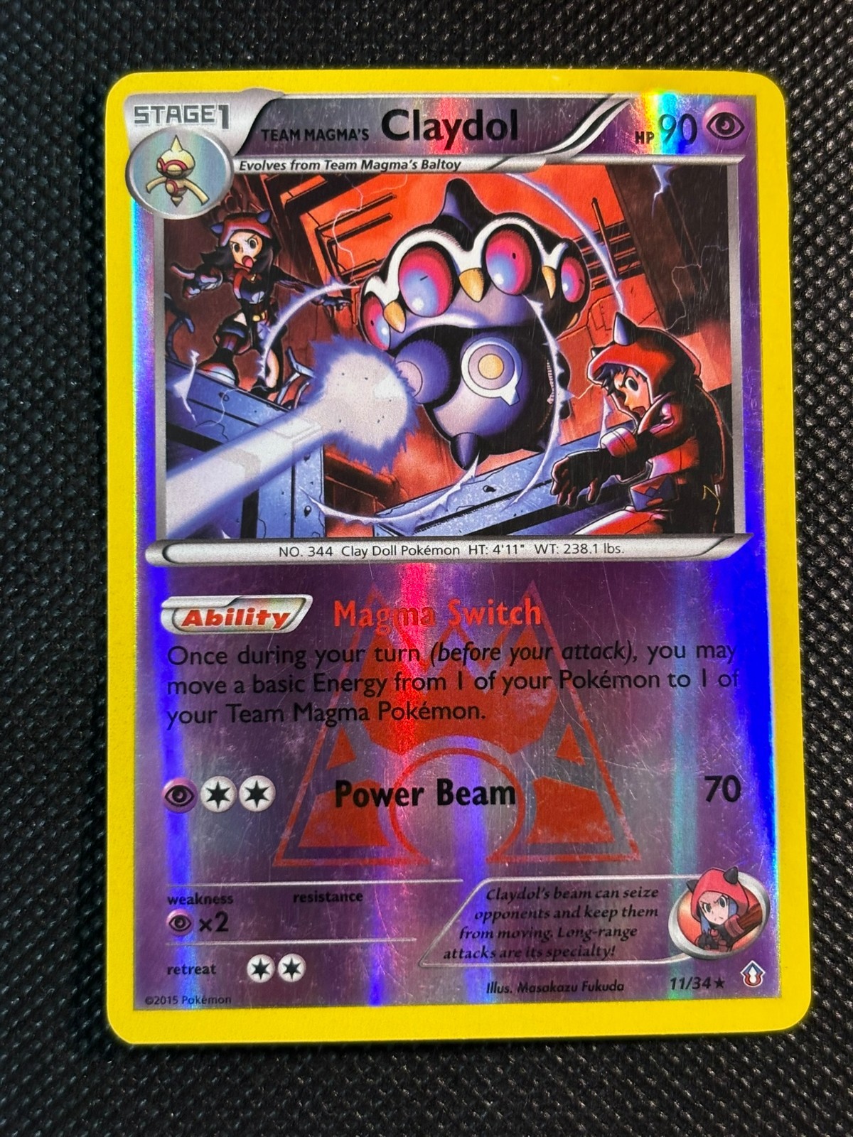 Team Magma's Claydol 11/34 XY Double Crisis Reverse Holo Pokemon TCG Card LP