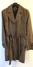 Damen Leder-Trenchcoat Mantel, Hellbraun, gr....