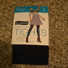 No Nonsense Women L Super Opaque Control Top Tight, Black, Size Large NEW IN PKG