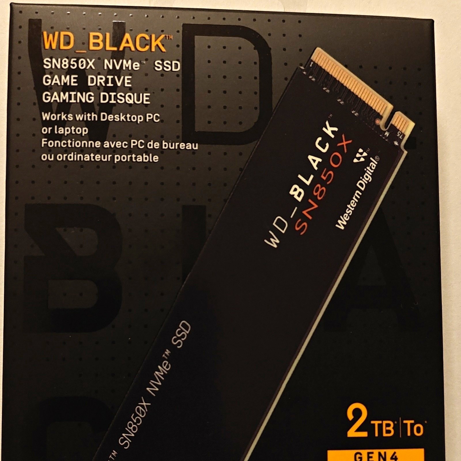 Western Digital WD_BLACK SN850X 2TB NVMe PCIe Gen4 M.2 2280 SSD 7300MB/s