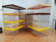 Vintage Clear Plastic Storage box with Lid Shoe Sewing Box Various Makes (X8)