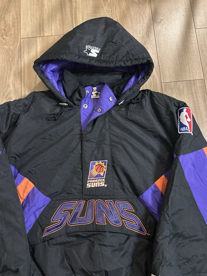 Chaqueta De Colección Años 90 Phoenix Suns Negra y Púrpura Starter Cuarto Cremallera Foto 3 de 4