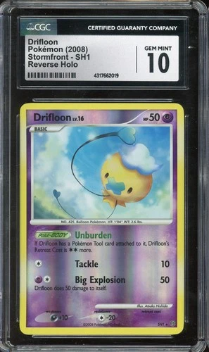 2008 POKEMON STORMFRONT DRIFLOON SHINY REVERSE HOLO SH1 GEM MT CGC 10 (POP 3)