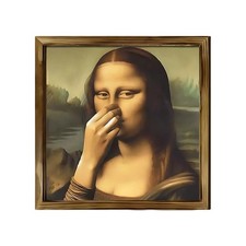 Funny Mona Lisa Canvas Wall Art Parody Vintage Artwork Humorous Bathroom Print