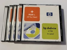 Lot of 4 HP DVD+RW 4.7GB 4xspeed Recordable media discs - Open not used