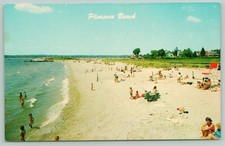Waterford Connecticut~Pleasure Beach~People Enjoying the Sun~c1950 Postcard