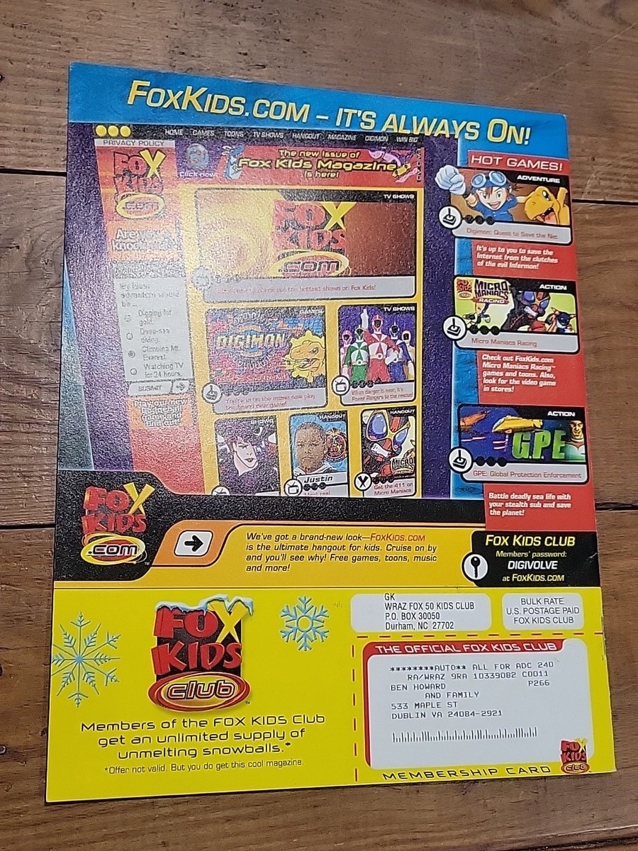 RARE Fox Kids Magazine Cybersix Winter 2000 Issue 41 Digimon Cards