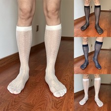 Men Polka Dot Sheer Dress Socks Ultra Thin Formal Wear for Business Attire