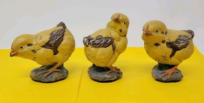 Set of 3 Resin Chicken Figures Farmhouse Easter Spring Poultry Home Decor RARE 