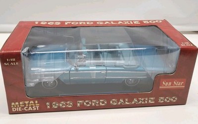 SUN STAR - 1963 FORD GALAXIE 500 CONVERTIBLE BLUE- 1/18 DIECAST | eBay