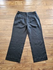 Banana Republic Barrel Leg 100 Linen Pants Women's Size 12 S NWT Black