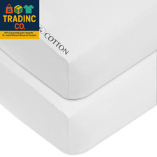 2 Pack 100 Natural Cotton Fitted Crib Sheets 52" X 28" - Soft, Breathable, Hypo