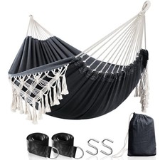 Cotton Hammock - Comfortable  Elegant Deluxe Hammock with Tassels - Supports...
