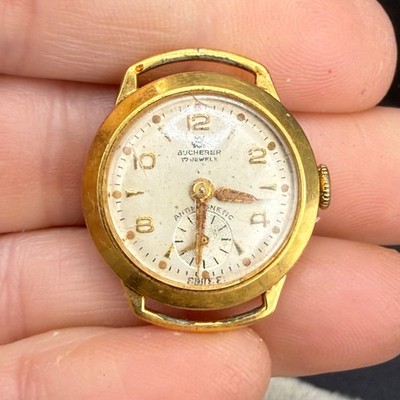 Vintage Bucherer Watch Gold Tone Antimagnetic 17 Jewels Winds