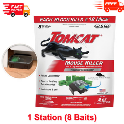 Tomcat Mouse Killer Child & Dog Resistant, Refillable Station for Indoor Outdoor
