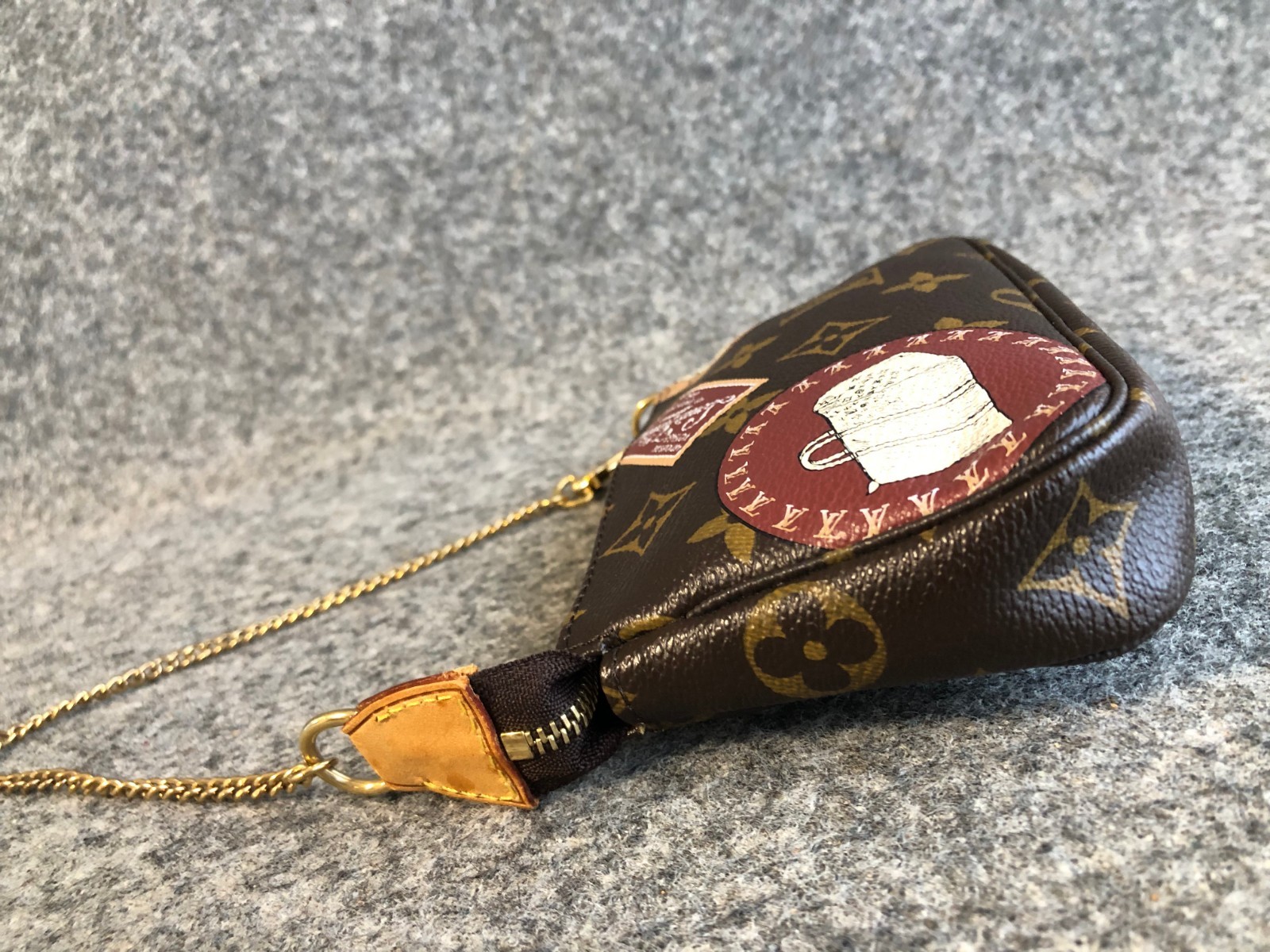 Authentic LOUIS VUITTON Monogram Patch Mini Pochette Accessoires Pouch M95804