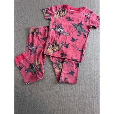 Carters Kids Dinosaur Pajama Set Red Pink 2 Piece Short Sleeve Pants Size 6