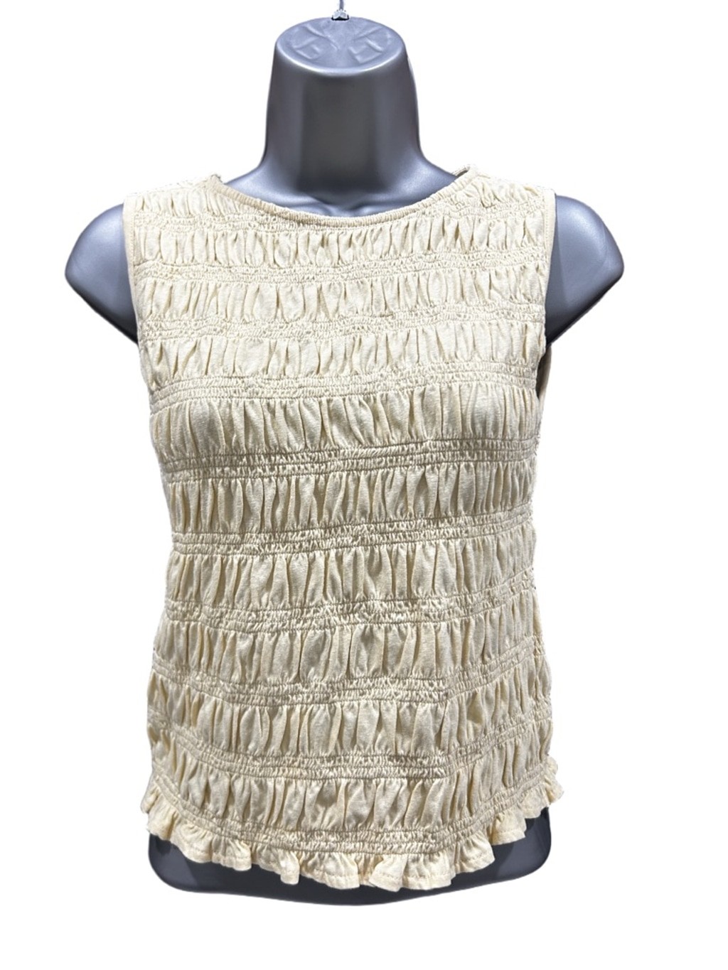 122. NWT Madewell Smocked Boatneck Tank XXS pale yellow