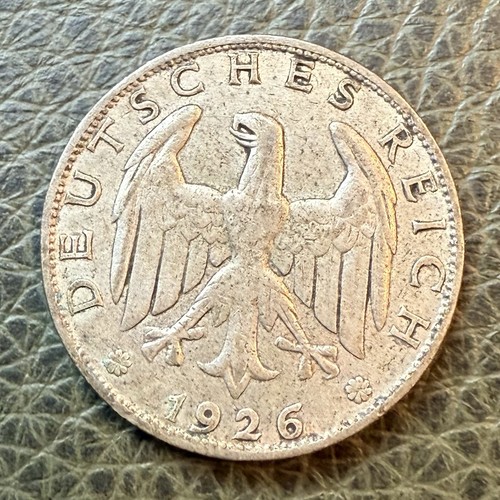 1926 A Germany 1 Reichsmark Silver Coin Weimar Republic KM#44