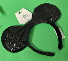 2025 Disney Parks WDW Black Sequin Minnie Mickey Ears Headband NWT
