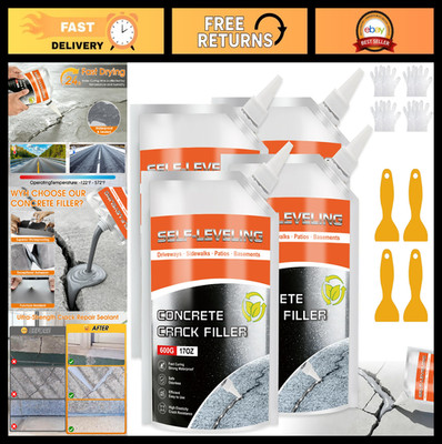 Self-Leveling Concrete Crack Filler 4 Pack - Waterproof Caulk for Driveway, Pati