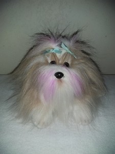 Animal Alley 13 Shih Tzu Lhasa Long Hair Brown White Stuffed