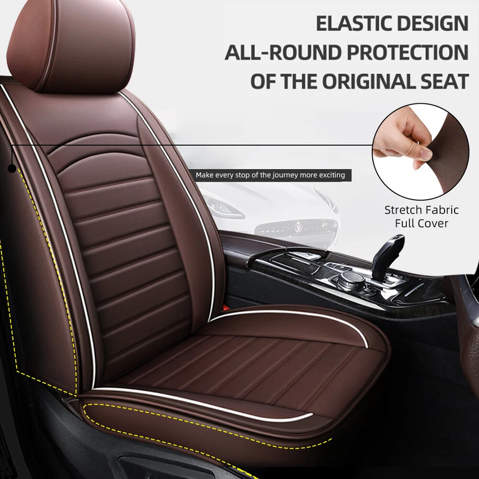 Leather Car Seat Cover Universal for Toyota Camry Corolla Hilux Front Seat Brown - image 2 of 4