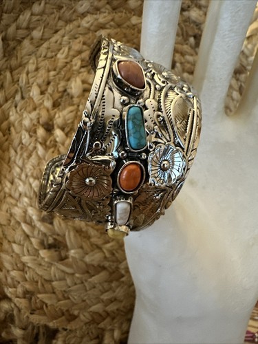 J CREW Turquoise Crackle Brown Stone Native American Cowboy Bracelet NWOT 💗229 - Bild 1 von 7