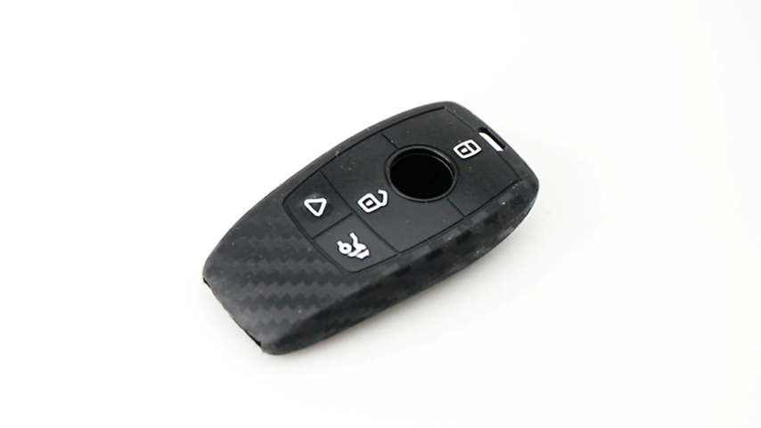 Carbon Silicone Smart Key Fob Cover with Keychain for