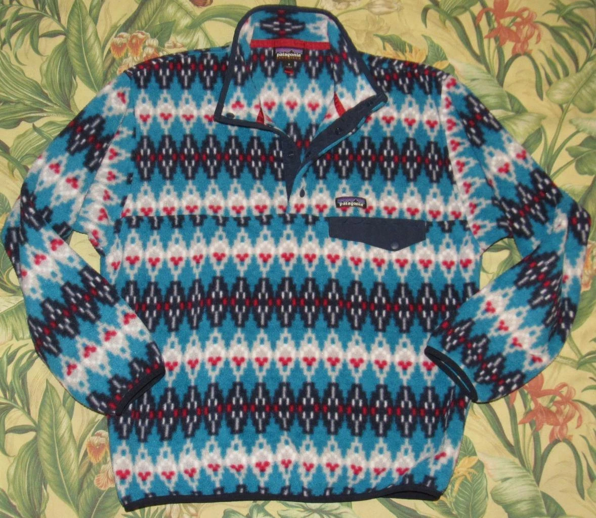 patagonia forest carpet deep sea t snap fleece jacket