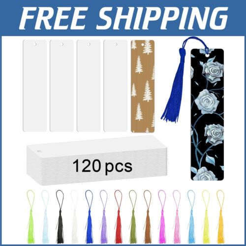 Bulk 120 Blank Aluminum Bookmarks with Colorful Tassels for Personalized Designs