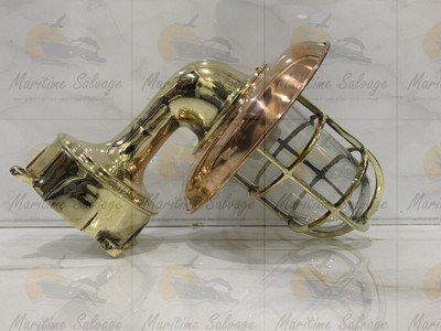 Outdoor Bulkhead Solid Wall Light Sconce Fixture Junction Box Nautical Brass