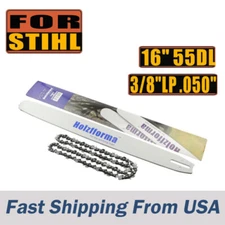 Holzfforma 16 inch Guide Bar & Saw Chain 3/8"LP .050" 55 DL For Stihl Chainsaws