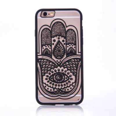 Apple iPhone 6s Plus Handy Hülle Mandala Case Schutz Motiv Hand Fatima Schwarz