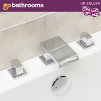 Bath Filler Tap Chrome Finish 3 Tap Hole Square Waterfall Spout Design |Coley