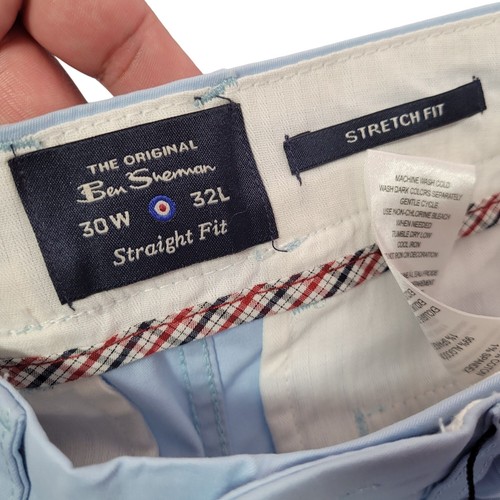Ben Sherman Men's Straight Leg Stretch Fit Light Blue Chino Pants Size 30 X 32 - Picture 5 of 10