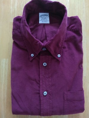 NWOT Brooks Brothers Maroon Corduroy Button Down L 16.5-34 Regent MSRP$120