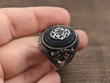 Mens 925 Sterling Silver Ring Size 12.5 Black Onyx Artisan Handmade