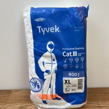 Dupont Tyvek Disposable Chemical Coverall with Hood 800J White Size XL NEW