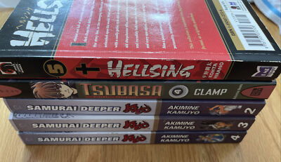  Lot Of 5 Samurai Deeper Kyo Manga Volumes 2 3 4/HELLSING/TSUBASA CLAMP Vol 4 