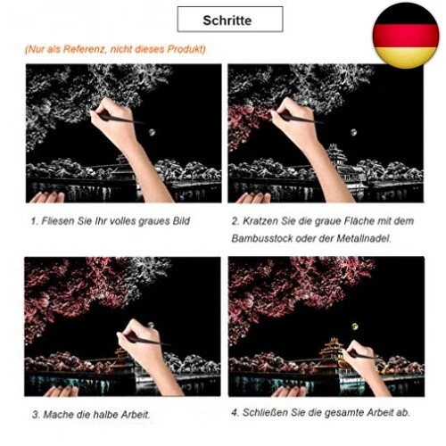 ShipeeKin 4 teilig Werkzeug-Set Scratch Arts Tools Set für Kratzbilder, 1x  - Bild 6 von 6