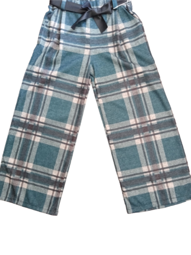 Pantaloni donna palazzo ampi comodi vita alta cintura eleganti lunghi  scozzesi | eBay