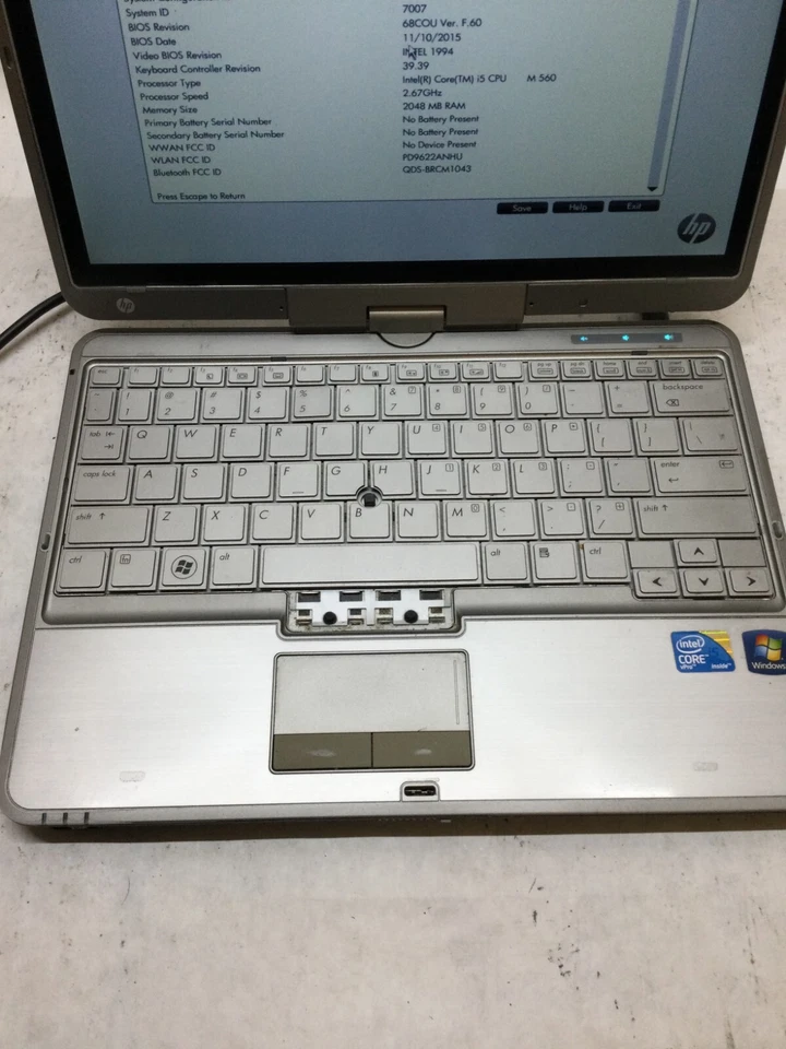HP EliteBook 2740p 12.1" Laptop Intel i5-560M 2.67GHz 2GB RAM NO HDD/OS Parts DW - Image 3 of 4