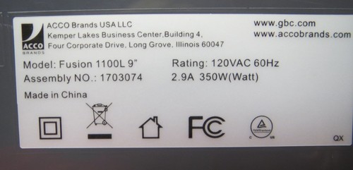 Nuevo Laminador Swingline GBC Fusion 1100L 9" Artículo #1703074 3 y 5 MIL V56 - Imagen 8 de 9