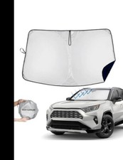 Windshield Sun Shade for RAV4 2023 2022 2021 2020 2019 - Silver/Black Cover