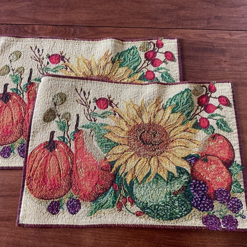 SET OF 4 TAPESTRY PLACE MATS Cherries Abundance Apples CHEF BIBB COLLECTION - Picture 5 of 8