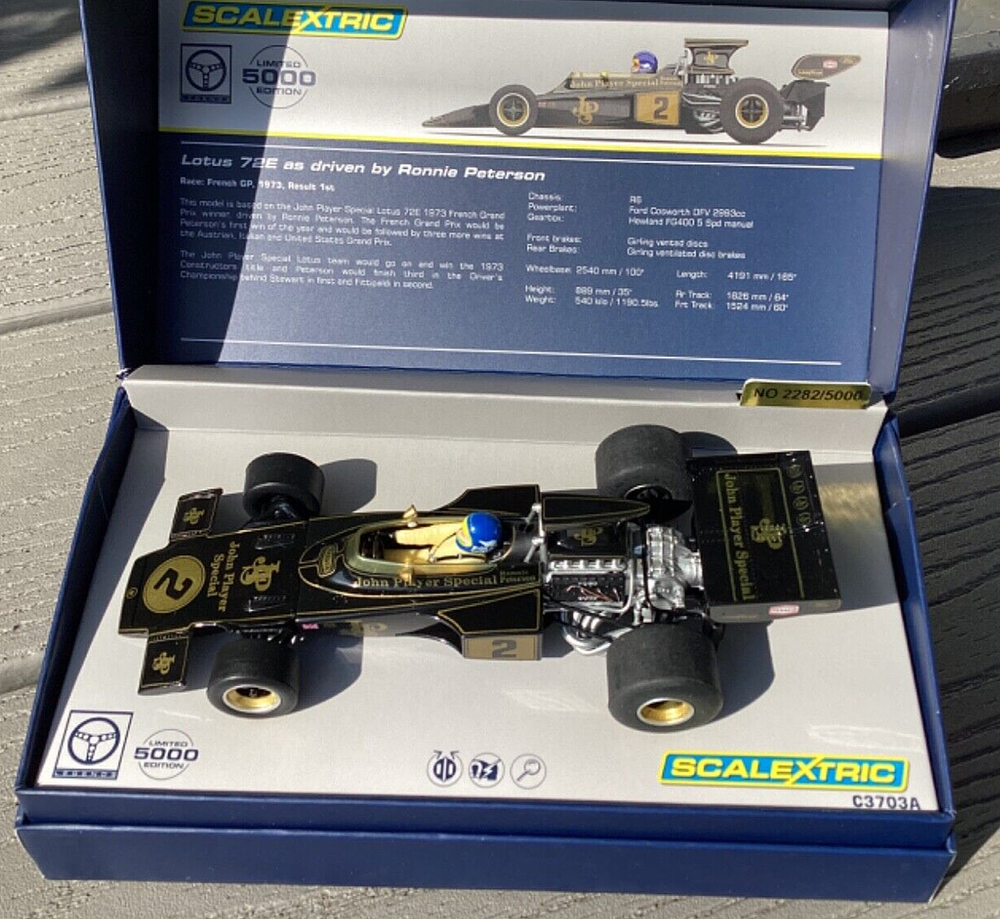 SCALEXTRIC 1/32 LEGENDS JPS LOTUS 72E #2 RONNIE PETERSON SLOT CAR 1/5000 C 3703