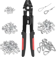 Wire Rope Crimping Tool for 3/64 1/16 5/64 inch Aluminum Crimping Loop