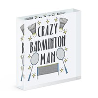 VerrüCkte Badminton Mann Stars Acryl Foto Block Rahmen Lustig Sport Scherz