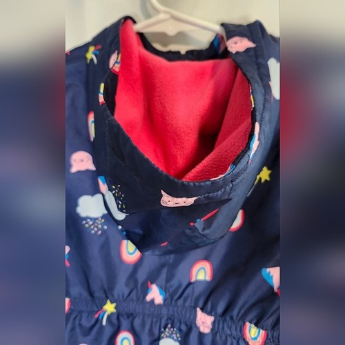 Carter's Girls' Coat Size Small Navy Rainbow Cat Unicorn Hooded Fleece Lined - Picture 6 of 8